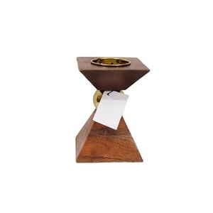 Petit support de brûleur d'encens Bakhoor de conception de gravure plaqué or corps en bois supérieur pour la maison parfum d'intérieur usage religieux - Product Image 5