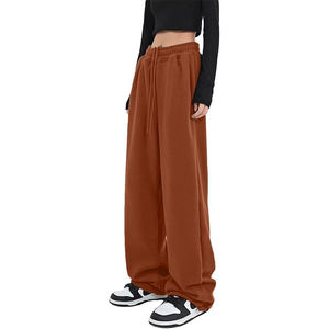 Pantalones de chándal de pierna recta para mujer, pantalones de chándal de pierna ancha con cordón, cintura alta, sueltos con bolsillos, pantalones cálidos, ropa de invierno para mujer - Product Image 6