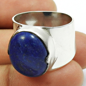 Pierre précieuse Lapis Lazuli naturelle de forme ovale Bague en argent sterling 925 Bijoux fins faits à la main Prix de gros Fournisseurs en vrac - Product Image 3