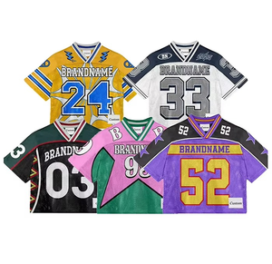 2025 personnalisé haute qualité Sublimation impression Boxy t-shirts maille surdimensionné maillots de Football américain respirant court grande taille - Product Image 4