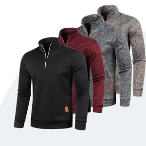free sample Custom Logo hoodie manufacturer half Blank fleece Quarter 14 <b>Zip</b> Up Cotton plain 400 GSM Pullover Men Hoodies - Product Image 1