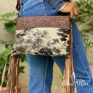 Vente chaude nouveau concepteur usiné à la main frange sacs à main cheveux sur peau de vache sculpture sacs à bandoulière pour femmes multi-usages sacs de luxe élégants - Product Image 1