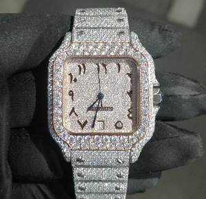 Moda de luxo Totalmente Iced Out Relógio De Pulso Handmade VVS Claridade <span class=keywords><strong>Moissanite</strong></span> Diamante Cronógrafo Preço Barato para Homens e Mulheres