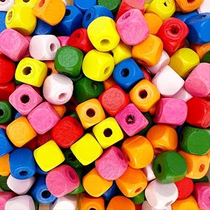 100pcs Cube perles carrées en bois 12 mm forme personnalisée et perles en bois colorées en forme et taille produit indien fabriqué à la main - Product Image 4