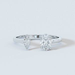 Anillo de diamante ovalado de oro blanco sólido de 10K, joyería de compromiso y boda cultivada en laboratorio certificada GIA para propuestas y regalos - Product Image 6