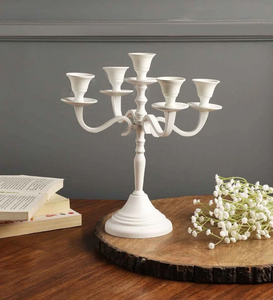 เชิงเทียนโลหะแบบกำหนดโลโก้เชิงเทียนสำหรับกลางแจ้งสีเงินเงาตกแต่งเชิงเทียนโลหะอลูมิเนียม - Product Image 5