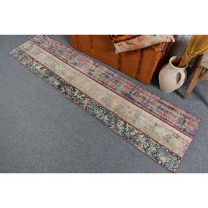 Alfombra Vintage de Estilo Runner de 1.7x6.9 pies, Alfombra Turca de Lana Ikat Azul - Product Image 3