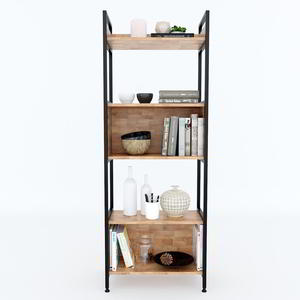 ชั้นวางของไม้ยางพารา 60x32x161 ซม. สำหรับตกแต่งห้องนั่งเล่น รุ่น KS68096 - Product Image 2