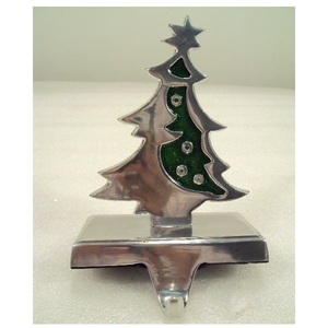 Christmas Tree With Green Glitter Finished Metal <b>Stocking</b> <b>Holder</b> For Christmas Table Top Decorative - Product Image 1
