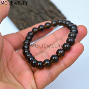 Pulseras con cuentas de topacio ahumado de 8mm, venta al por mayor, piedras preciosas de topacio ahumado, pulseras redondas de cuentas de 8mm, pulseras de cuentas de cristales curativos - Product Image 2