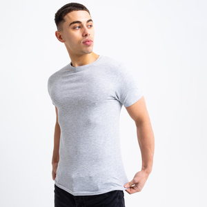 Camiseta personalizada de manga corta transpirable musculosa informal para gimnasio ajustada para hombre, camisetas de algodón 100% con estampado de logotipo personalizado - Product Image 2