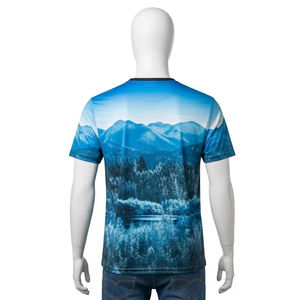 Camisetas de cuello redondo con estampado Digital de secado rápido, tela elástica de poliéster, diseño ligero transpirable para hombres, ropa deportiva para gimnasio y Fitness - Product Image 3