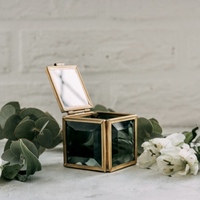 Boîte de rangement pour bijoux en verre cristal noir de luxe, mini, en laiton, avec taille et forme personnalisées pour la décoration, vente en gros