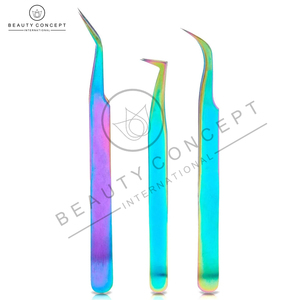 Pince à épiler en acier inoxydable de bonne qualité, couleur arc-en-ciel, par concept de beauté écologique - Product Image 3