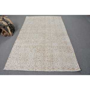 พรมตุรกีโบราณ ขนาด 5x8.3 ฟุต (153x253 ซม.) พรมขนสัตว์สีขาว - Product Image 1