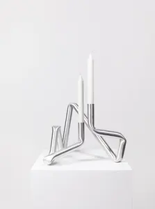 Candelabro de Navidad de plata de hermoso diseño hecho a mano, candelabro de Metal niquelado - Product Image 4