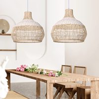 Lampe suspendue en rotin tressé pour grossistes, style bohème minimaliste, abat-jour en bambou et rotin, lampe de plafond, FBA Amazon