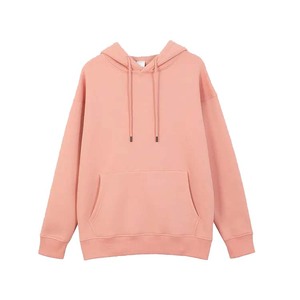 Women's Oversized Hoodie Solid Color Fleece Cotton Sweatshirt With Pockets Regular Length Autumn Wear - Product Image 2