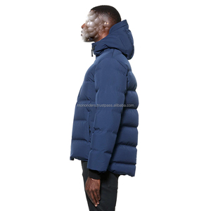 Mono Riders Men's Eco-Friendly Bomber <b>Jacket</b> Puffer Coat <b>Packable</b> Hooded Stand Collar Front Logo Winter Custom - Product Image 5
