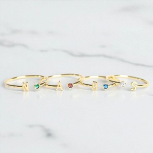 Birthstones With Alphabet <b>Ring</b> - 925 Silver Gemstone <b>Adjustable</b> <b>Ring</b> - Plain Band <b>Ring</b> for Women - Handmade Jewelry - Product Image 1
