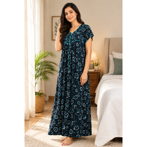 Evolove Women's Soft <b>Sleeveless</b> Sleep Dress Dark Navy Free Size Breathable & Sustainable - Product Image 1