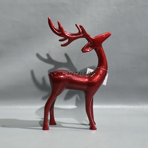 Estatuilla de reno de Navidad roja brillante al por mayor de fábrica con cuerpo elegante y astas elegantes para decoraciones festivas modernas - Product Image 1