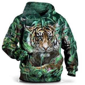 Sudadera con capucha de gran tamaño para hombre con estampado 3D gráfico de Lobo, ropa de calle de otoño, Sudadera con capucha de animales, Tops - Product Image 1