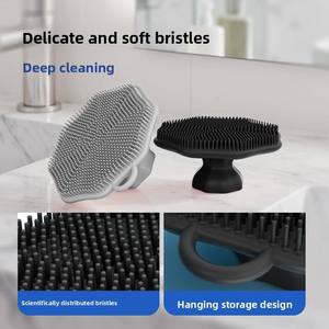 Brosse nettoyante visage ISSILI en silicone alimentaire portable à manche court pour le démaquillage et le nettoyage des pores - Product Image 3