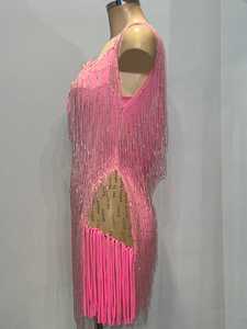 Fabricante al por mayor elegante vestido de noche rosa para mujer patrón Floral rebordear lentejuelas característica antiestática vestido Sexy para invitados - Product Image 4