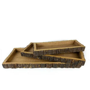 Juego de 2 bandejas de madera de forma cuadrada, bandeja de postre, bandeja decorativa de diseño vintage a precio asequible - Product Image 3