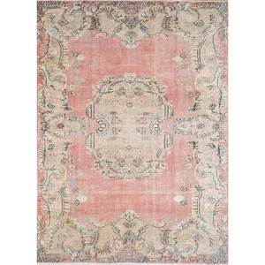 Tapis en laine vintage 9x12 rouge et orange, noué à la main, motif médaillon, pour la maison, la chambre, le salon, le couloir - Pae-3311 - Product Image 1