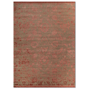 พรมขนสัตว์และไหมไผ่ถักมือสีเบจและสีน้ำตาลลายดอกไม้สำหรับใช้ในบ้าน ห้องนั่งเล่น และทางเดิน-Esk-624(Va) - Product Image 1