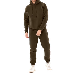 Oferta especial 100% chándales de algodón para hombre personalizado en blanco con capucha ajuste suelto logotipo personalizado conjuntos de Jogger con cordón a los mejores precios - Product Image 1