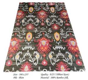 พรมปูพื้นลายชนเผ่าแบบนามธรรม100% ผ้าไหมไม้ไผ่และผ้าฝ้ายถักมือ - Product Image 2