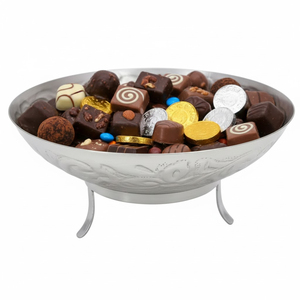 Bol à chocolat en argent gravé élégant, bol à chocolat en métal de qualité supérieure, parfait pour les cadeaux de mariage, les faveurs de fête - Product Image 1