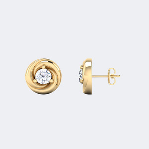 Boucles d'oreilles clous solitaires rondes 1.00CTW en or avec diamant de laboratoire couleur E, serti en panier, bijoux étincelants pour femme - Product Image 5