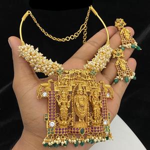 Beau ton or meilleure qualité chaîne pendentif ensemble pour les femmes beau collier et boucles d'oreilles pour les vêtements de mariage pour les femmes - Product Image 1