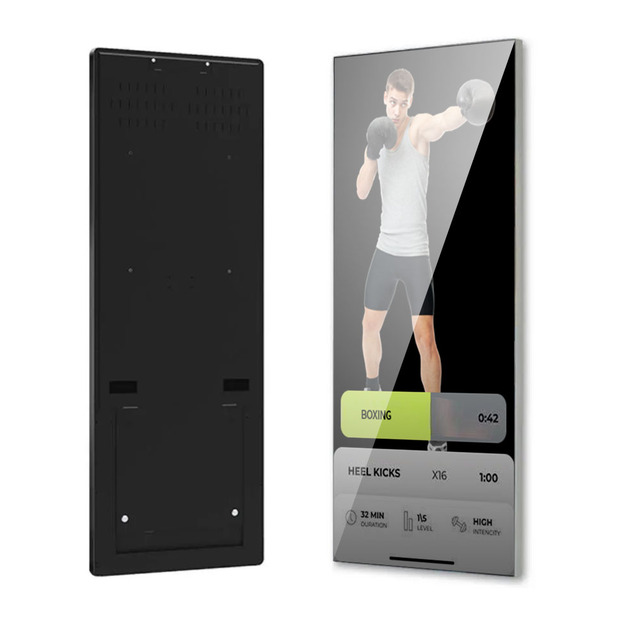 Smart Floor Standing Interactive LCD Display Capacitive Touch IP65 Virtual Fitting Mirror for Gym Fitness and Retail Store