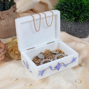 Meilleure vente de boîte à bijoux carrée de luxe en marbre fabriquée à la main en Inde avec des perles de nacre de style moderne d'approvisionnement dans le monde entier - Product Image 3