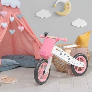 ROBINCOOL Vélo d'équilibre rose sans pédales pour enfants, réglable sur 3 hauteurs, avec roues d'équilibre - Product Image 2