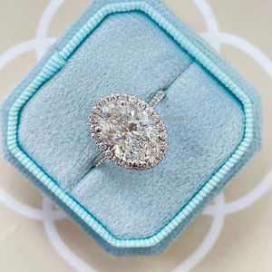 แหวนเพชรโมอิสรูปวงรี3 CT สำหรับผู้หญิง, แหวนแต่งงานครบรอบหมั้นหมายเพชร925เงินแท้สไตล์มินิมอลของขวัญสำหรับผู้หญิง - Product Image 1