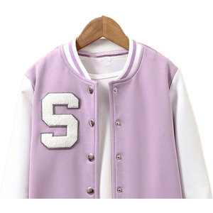 Veste universitaire sur mesure en gros d'usine, conception OEM, respirante, coupe-vent, haute qualité, broderie pour hommes, patch frontal en cuir véritable - Product Image 4