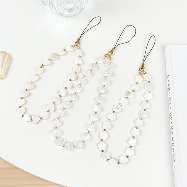 Y2K Handmade Phone Lanyard Natural Shell Shaped Beaded Shell Butterfly Star Phone Charm Phone Strap Bag Accessory Jewelry Charm