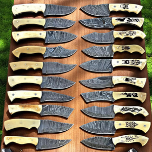 20 pièces LOT Couteau de poche de cowboy en acier Damas fait main, très vendu, personnalisé, tranchant comme un rasoir, avec étui en cuir, pour la chasse - Product Image 2