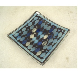 <b>Red</b> Color Mosaic Finished Glass Taper Plate Round Shape Taper <b>Candle</b> Holder Plate For Home Dining Table Party Decorative - Product Image 3