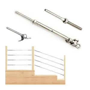 Kit de rampe de câble Swage Toggle Colsed Body Turnbuckle Angle180 Pont d'escalier réglable Tendeur en acier inoxydable pour poteau en bois