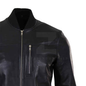 Chaqueta Bomber de Cuero con Cuello Alto de Nuevo Diseño para Hombre, Mangas Largas, Cremallera Completa en la Parte Delantera, Logotipo, Impermeable, Chaqueta de Invierno - Product Image 6