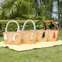 Sac fourre-tout d'été vintage japonais en coton et jonc de mer fait main, durable et de haute qualité pour femmes/filles, vente en gros Vietnam