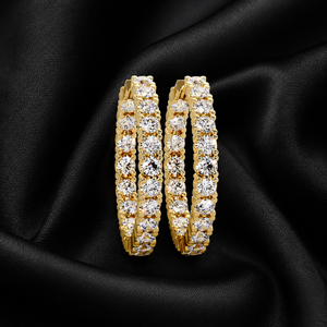 Classic 14K 18K Pure Gold Round cut Lab Grown Diamond Inside Out Hoop Earrings Wedding Diamond Earrings Bridal Hoop Earrings - Product Image 1