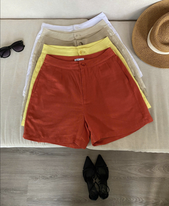 Pantalones cortos de lino y viscosa personalizados, listos para enviar, resistentes a la decoloración y al encogimiento, de fabricante vietnamita, elegantes. - Product Image 2